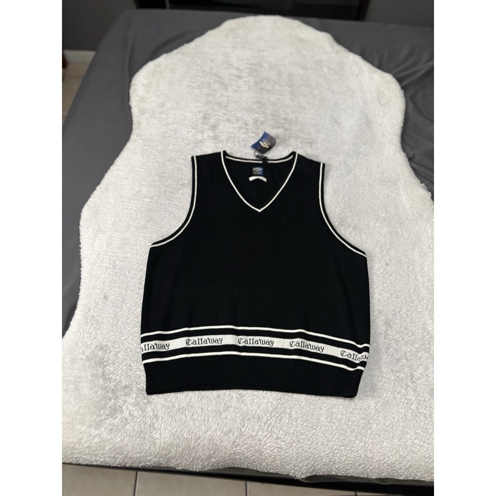 New Callaway Women's Black Knit Pullover Preppy Golf Sweater Vest Size XL